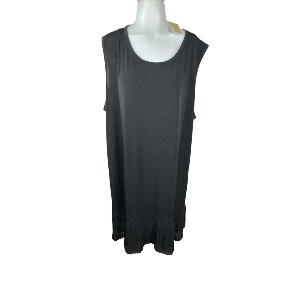NWT Women's Michael Kors Black Pleated Hem Sleeveless Dress 3X Plus Size